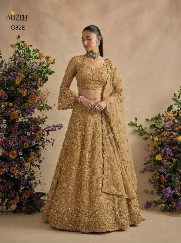 Bridal Wear 1082 BANGLORI SILK Cream Indian lehenga choli wholesale